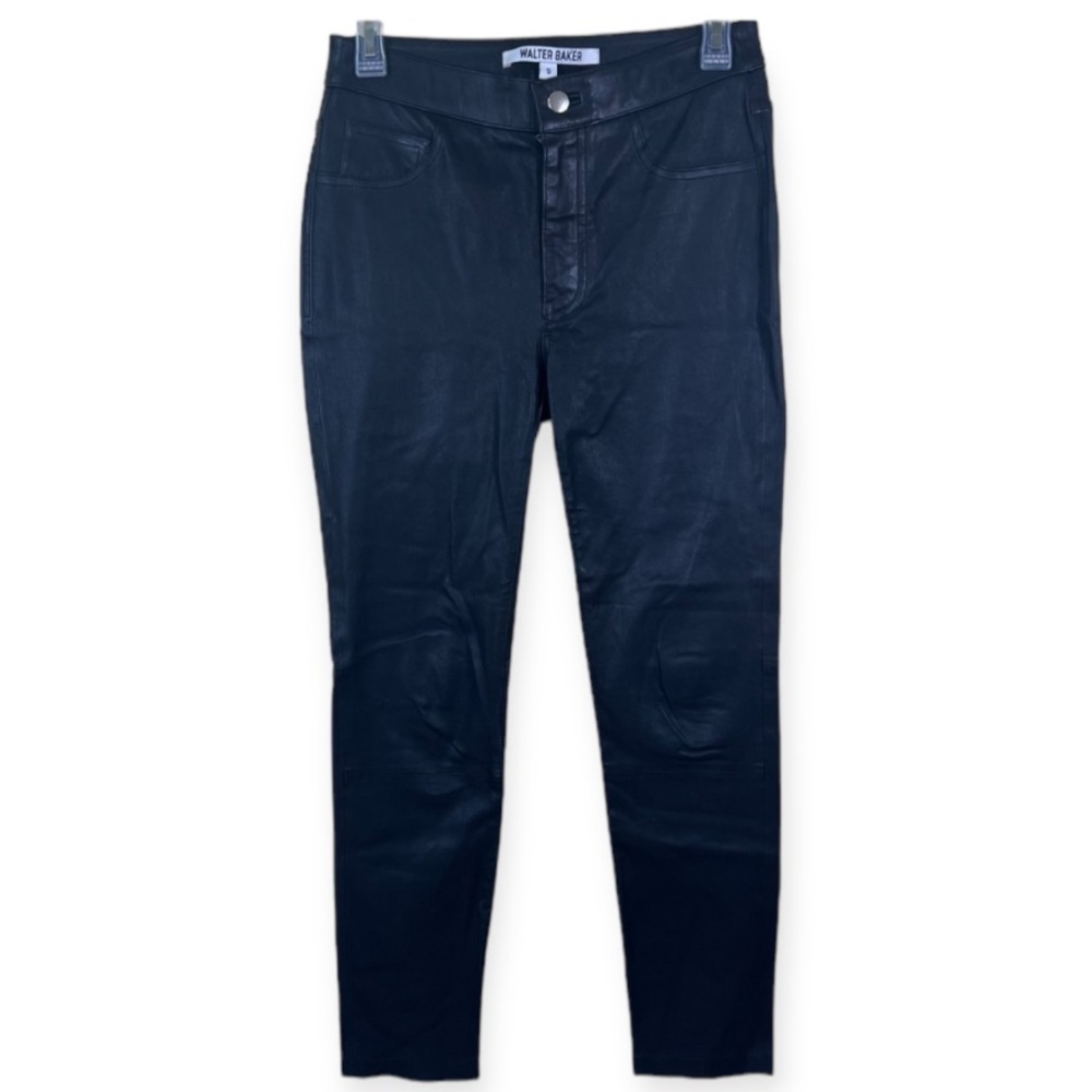 Walter Baker Stretch Lamb Leather Straight Pant Black Small